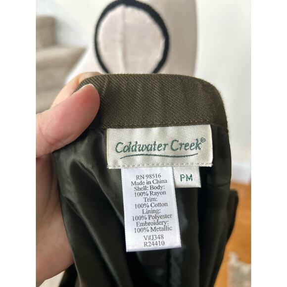 Vintage Coldwater Creek Olive Green Embroidered Maxi Peasant Skirt - Picture 6 of 7